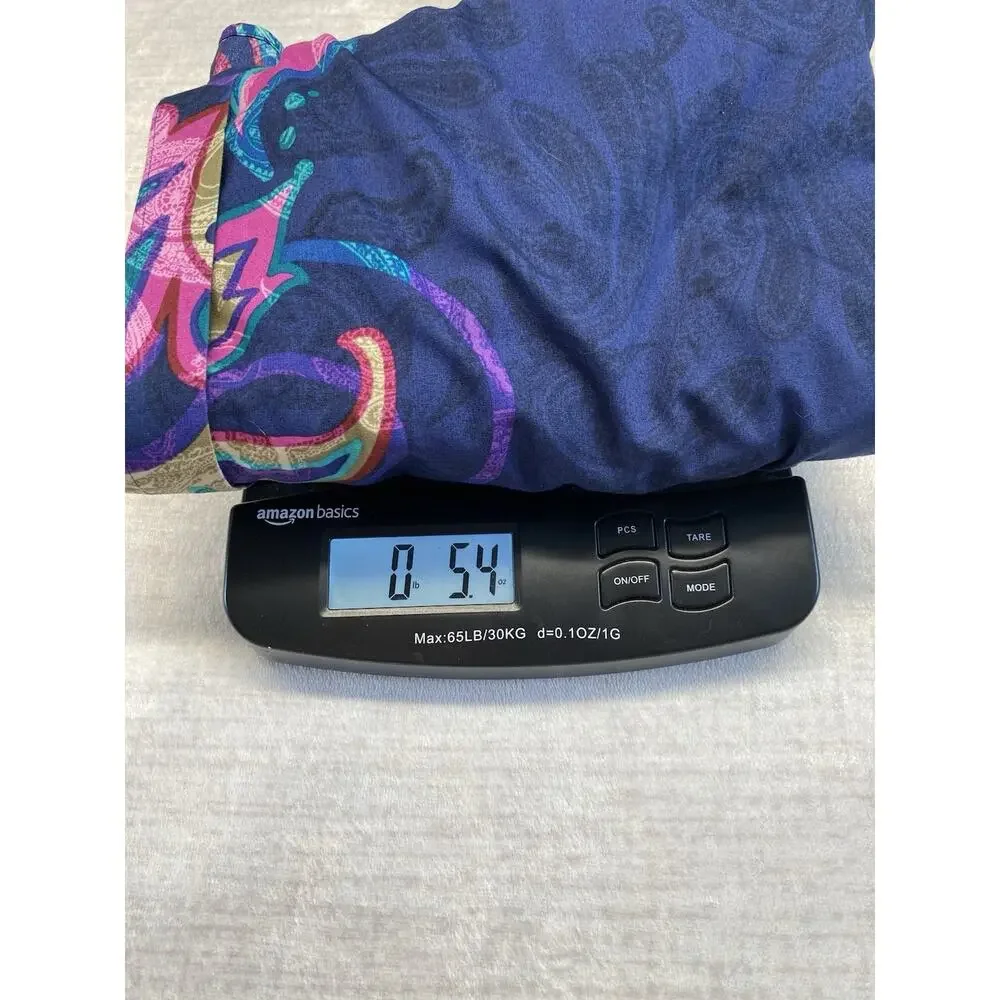 Chicos No Iron Shirt Womens Size 1 US 8/10 Blue Artsy Short Sleeve Double Sided